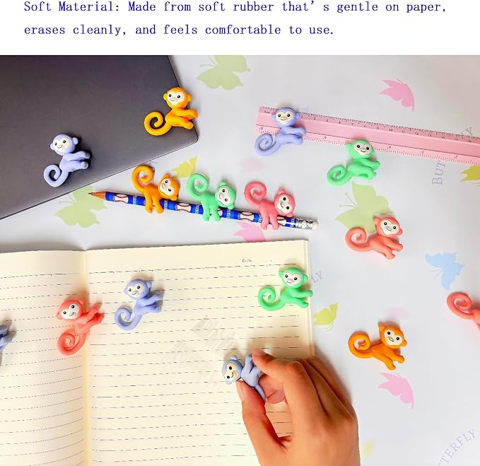 50PCS Cute Fun Monkey Top Erasers - Image 5