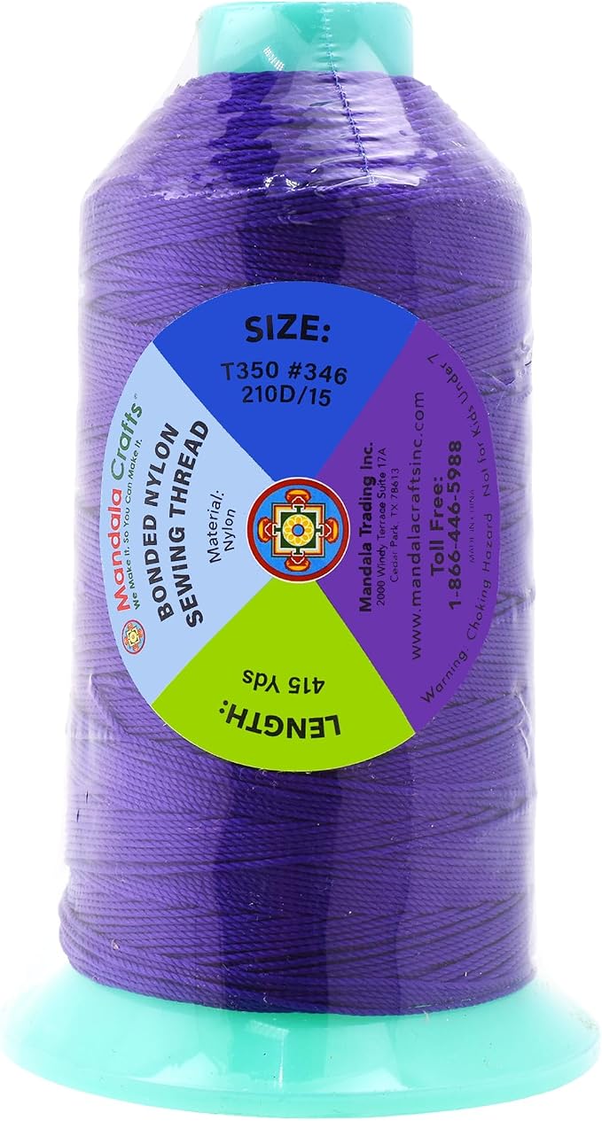 Mandala Crafts Bonded Nylon Thread Violet Heavy Duty Sewing Threads - Image 3