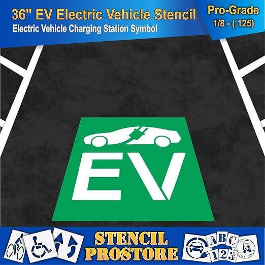 Pavement Stencils - 36 in - Electric Vehicle Silhouette - 35'' x 41'' x 1/8" - - Image 3