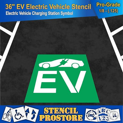 Pavement Stencils - 36 in - Electric Vehicle Silhouette - 35'' x 41'' x 1/8" - - Image 3