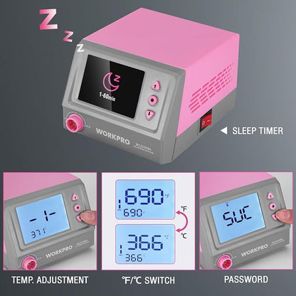 WORKPRO Soldering Station, 60W Soldering Iron Kit Digital Display, 5 Extra Iron - Image 5