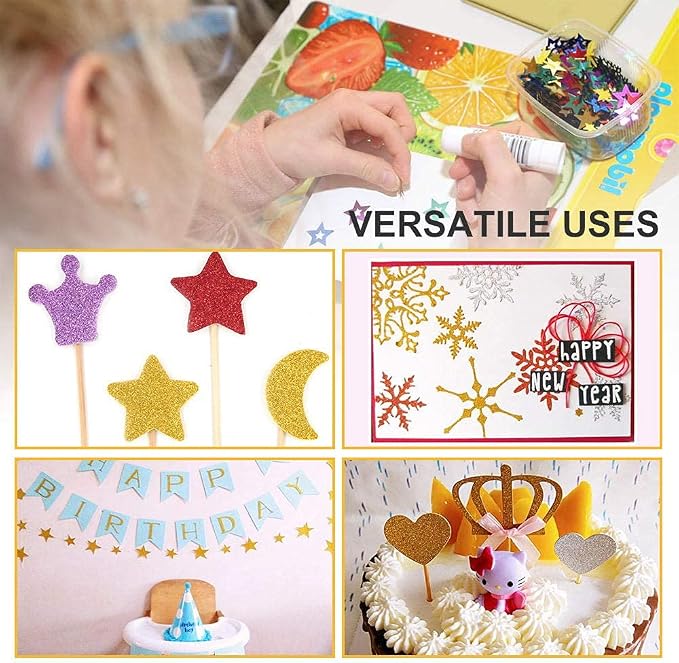 UCEC Glitter Cardstock Paper, 50 Sheets 10 Colors, 8.3 x 11.7 Inch - Image 7