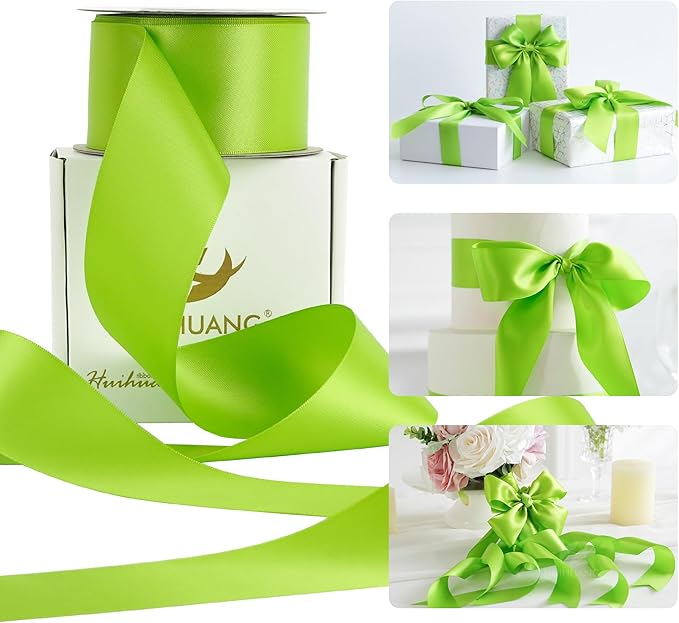 HUIHUANG Lime Green Satin Ribbon by HUIHUANG