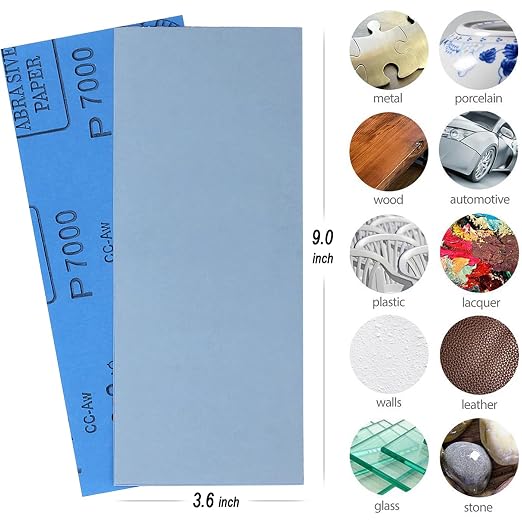 9x3.6 inch Sandpaper, 30 Sheet 7000 Grit Wet and Dry Sand Paper, Detail Fine - Image 2