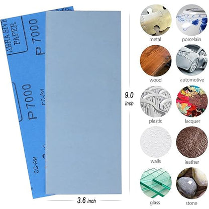 9x3.6 inch Sandpaper, 30 Sheet 7000 Grit Wet and Dry Sand Paper, Detail Fine - Image 2