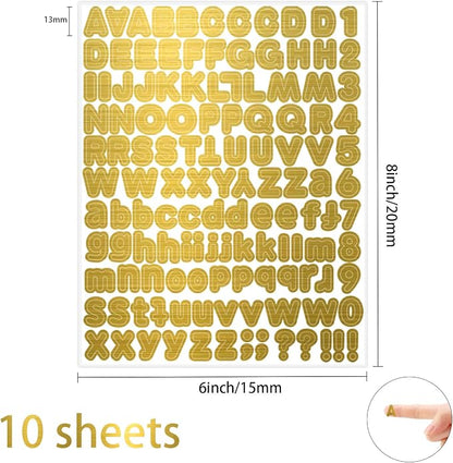 Starboling Letter Stickers, 1/2 inch Gold Alphabet Stickers, Self-Adhesive Vinyl - Image 2
