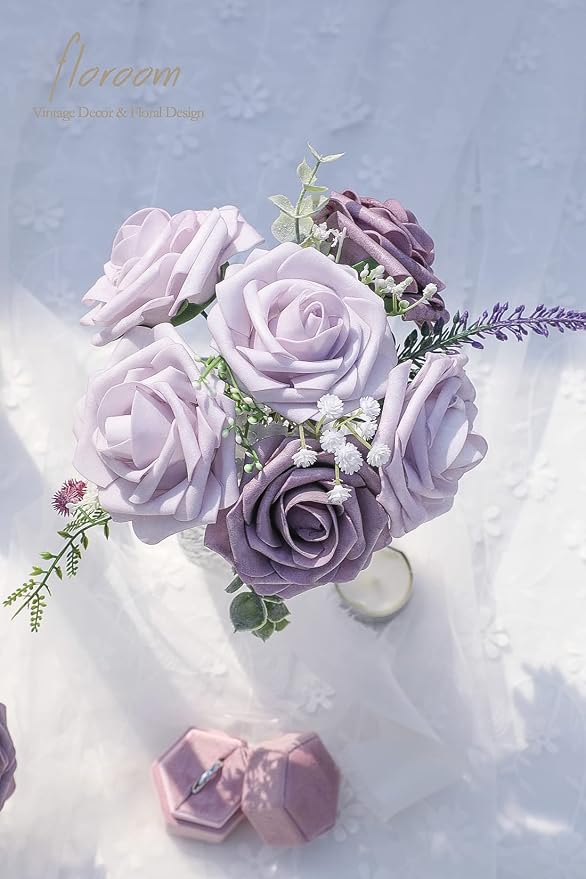 Floroom Artificial Flowers 25pcs Real Looking Lavender African Violet Purple - Image 3