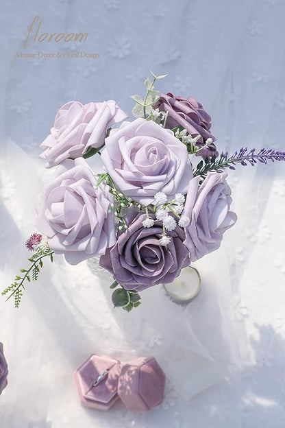 Floroom Artificial Flowers 25pcs Real Looking Lavender African Violet Purple - Image 3