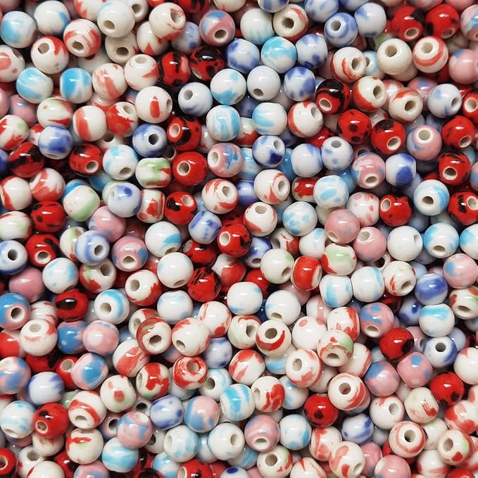 INSPIRELLE 180 Pieces Porcelain Beads Chinese Round Ceramic Beads 8mm - Image 2