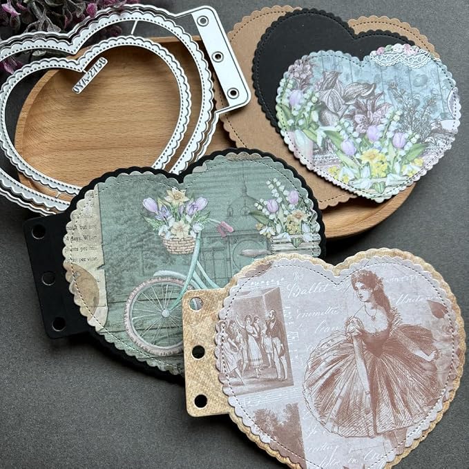 Heart Loose-Leaf Lace Die Cuts for Card Making, Background Frame Cutting Dies - Image 3