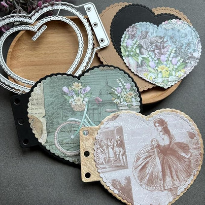 Heart Loose-Leaf Lace Die Cuts for Card Making, Background Frame Cutting Dies - Image 3