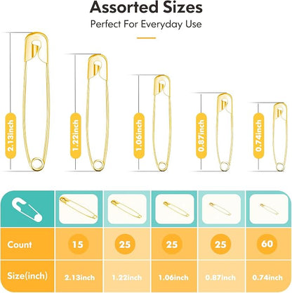 Huhuhero Safety Pins Assorted, Nickel Plated Steel Pin Bulk, Sewing Arts Crafts - Image 2