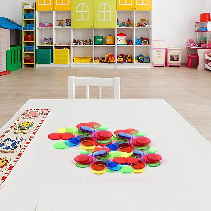 Coopay 300 Pieces Counters Counting Chips Plastic Markers Mixed Transparent - Image 7