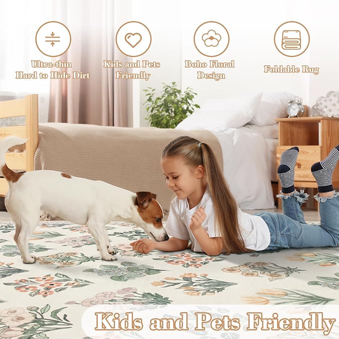 Wonnitar Floral Washable 8X10 Area Rugs, Soft Large Rugs - Image 4
