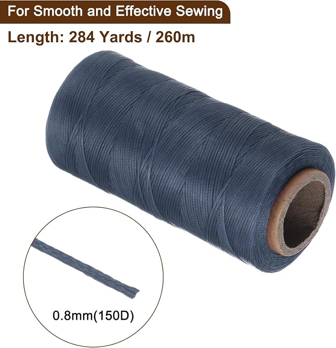 uxcell Leather Sewing Waxed Thread, 284 Yards / 260m 0.8mm 150D Flat Polyester - Image 2