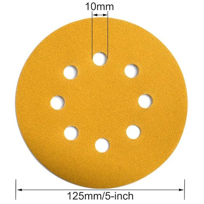 5-Inch 8-Hole Hook and Loop Sanding Discs 220-Grit Random Orbit Sandpaper - Image 6