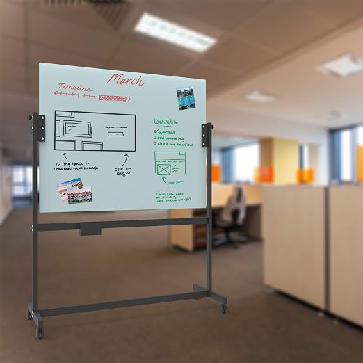 U Brands Magnetic Glass Dry-Erase Board Rolling Easel - Image 4
