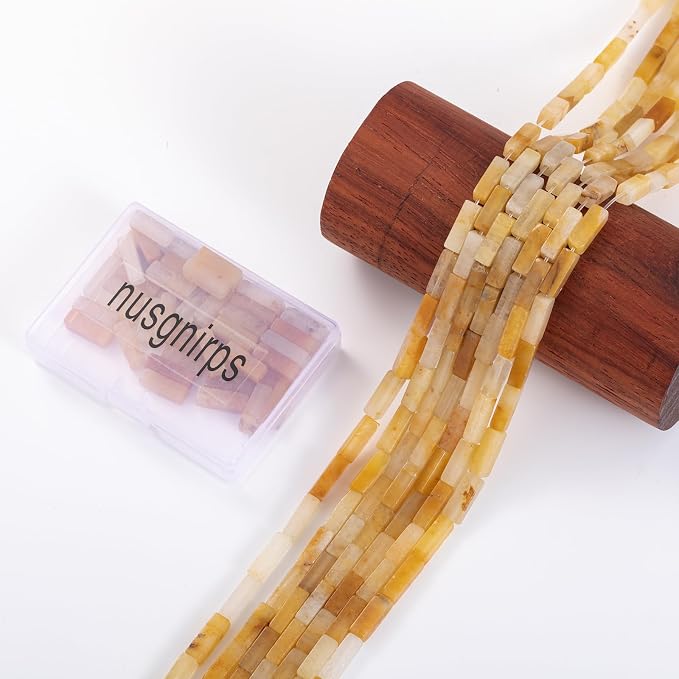 Natural Yellow Jade Rectangle Tube Beads 4x13mm 38cm/str Loose Semi Gemstone - Image 6