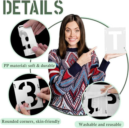 4 Inch 42 Pcs Reusable Letter Number Symbol Stencils, Plastic Painting Templates - Image 6
