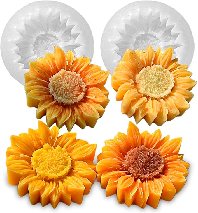Wehous 2PCS Sunflower Candle Mold Unique Flower Silicone Fondant Chocolate Cake by Wehous