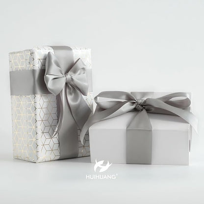 HUIHUANG Silver Satin Ribbon 2 inch Wide Double Faced Satin Ribbon Silver - Image 5