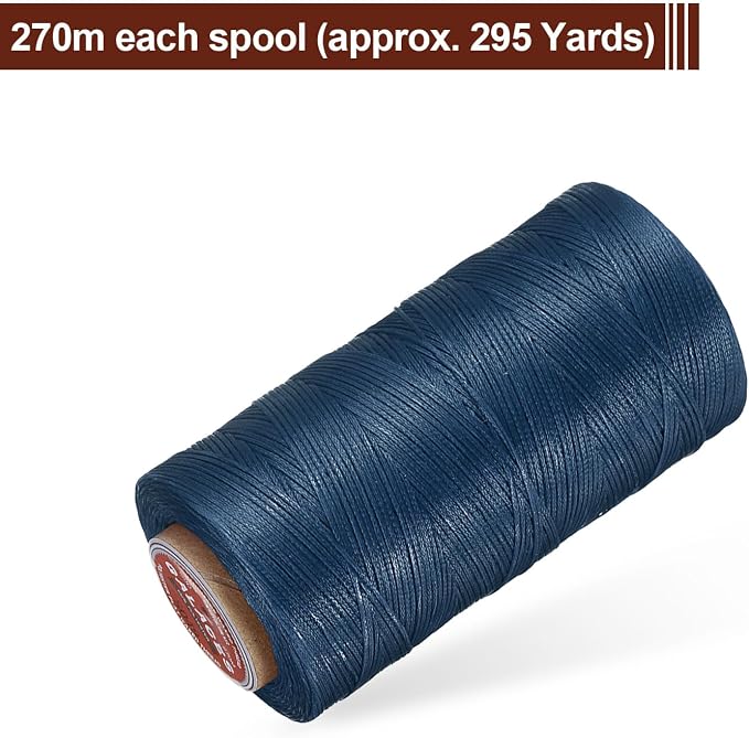 uxcell Flat Leather Sewing Waxed Thread, 270m / 295 Yards Polyester Wax String - Image 3