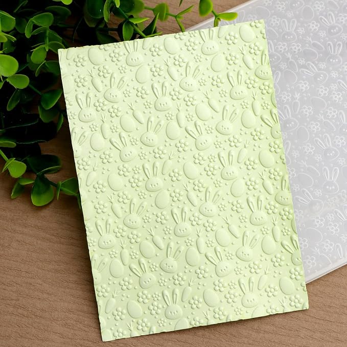 BAOFALI 3D Embossing Folder for Card Making, Easter Bunny Plastic Texture Fades - Image 4