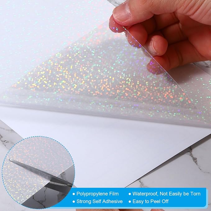 PATIKIL 8.3x5.8" Holographic Sticker Paper, 20Sheets A5 Polypropylene - Image 3