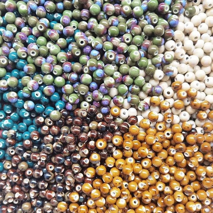 INSPIRELLE 180 Pieces Porcelain Beads Chinese NOT-Round Ceramic Beads 8mm - Image 6