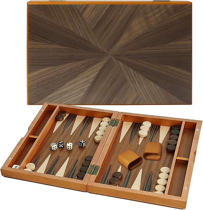 GSE Games & Sports Expert Premium Magnetic Wooden Folding Inlay Backgammon by GSEGamesSportsExpert