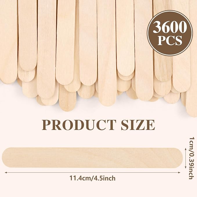 3600pcs Craft Sticks Bulk Natural Wooden Ice Cream Sticks, 4.5 Inch Popsicle - Image 2