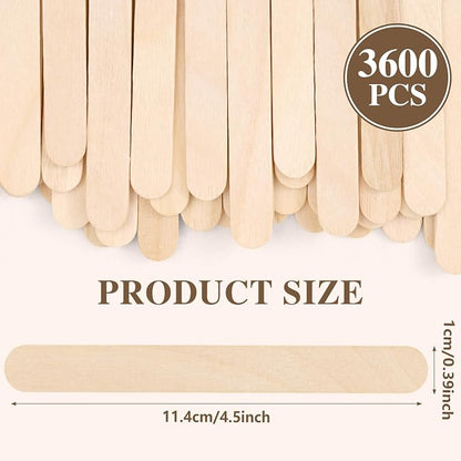 3600pcs Craft Sticks Bulk Natural Wooden Ice Cream Sticks, 4.5 Inch Popsicle - Image 2