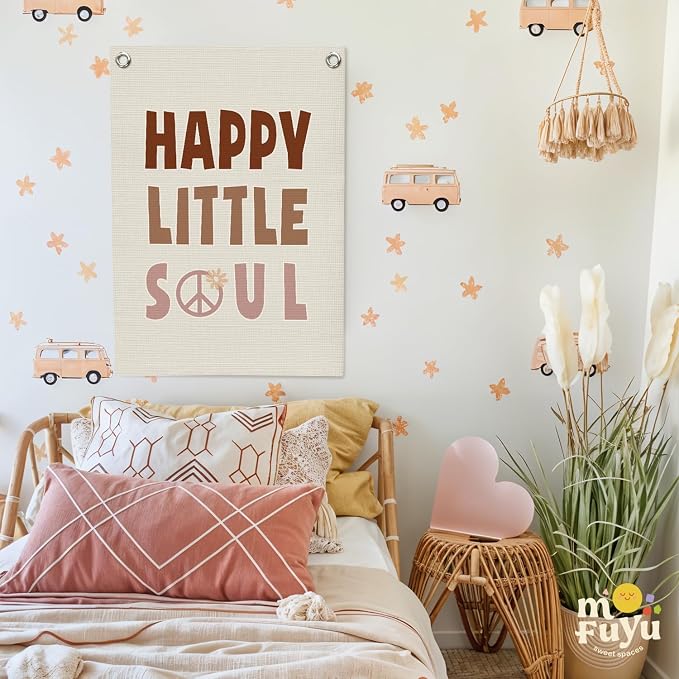 Nursery Wall Decor, Kids Room Decor, Happy Little Soul Linen Canvas Banner - Image 7