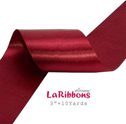 LaRibbons Red Satin Ribbon 3 Inch 10 Yards Christmas Ribbons Double Faced - Image 5
