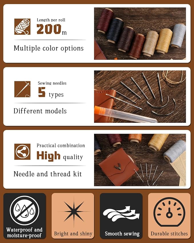DIUDUS 218 Yards Upholstery Thread, Heavy Duty Sewing Kit - Image 6