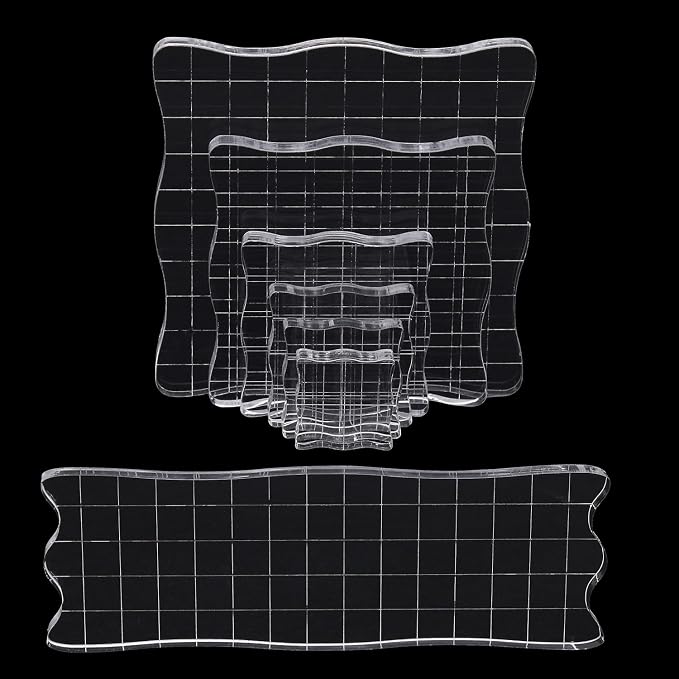 4Pcs Clear Acrylic Stamp Blocks Set, Acrylic Stamping Blocks Tools Clear Stamps by QIMOO