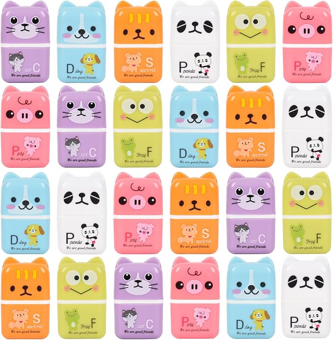 24 Pcs Cute Eraser for Pencils Cute Animals Eraser by LiYiQ