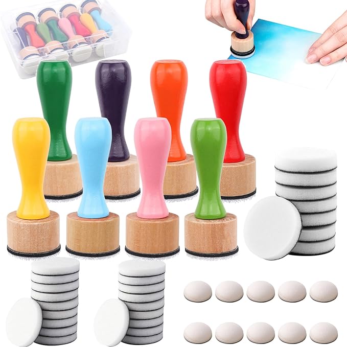 47 Packs Ink Blending Foam Pads Set, Include 8 Pcs Round Ink Mini Applicator by CYFUNDESIGN