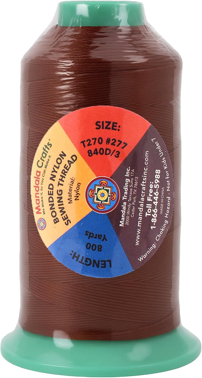 Mandala Crafts Size 277 840D T270 Bonded Nylon Thread Copper Brown Heavy Duty - Image 3