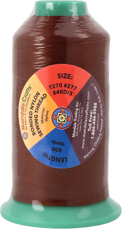 Mandala Crafts Size 277 840D T270 Bonded Nylon Thread Copper Brown Heavy Duty - Image 3