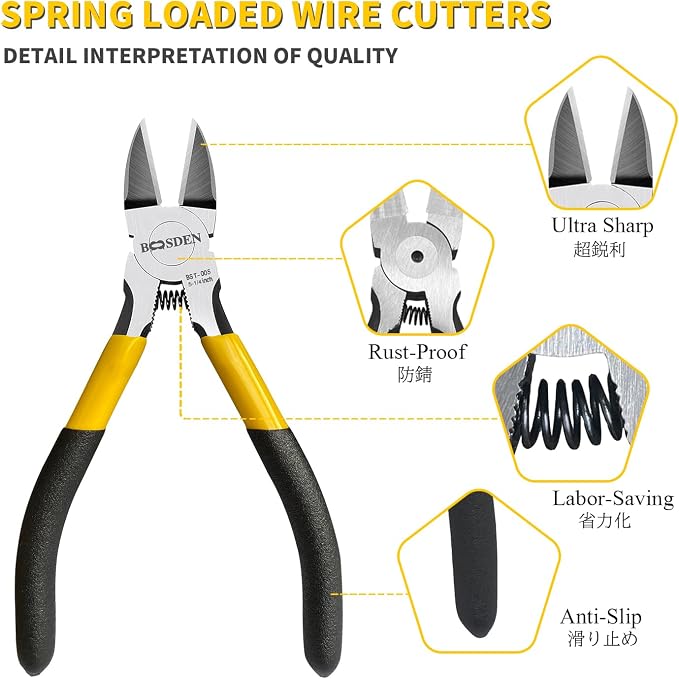 BOOSDEN 5" Wire Cutters, 5 Pack, Precision Cutting Pliers, Ultra Sharp Wire - Image 3