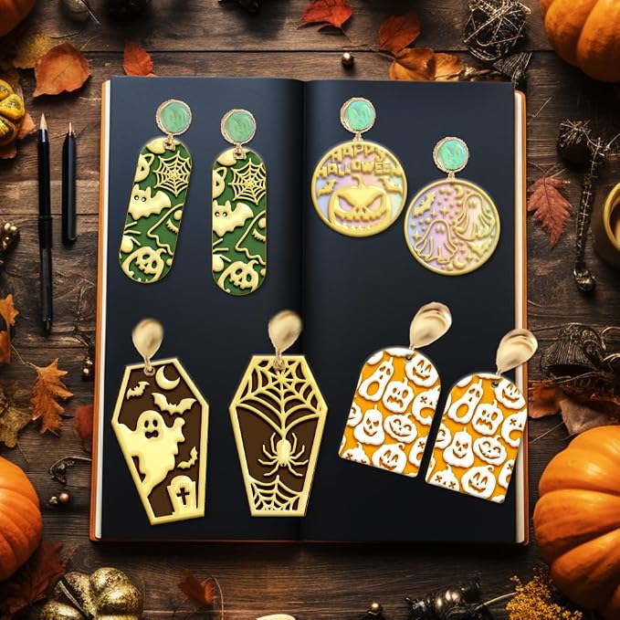 4PCS Halloween Polymer Clay Texture Sheets Set - Image 5
