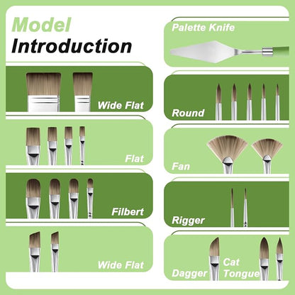 Paint Brushes Set of 25 Pieces Wooden Handles Brushes，Professional Artist Series - Image 3