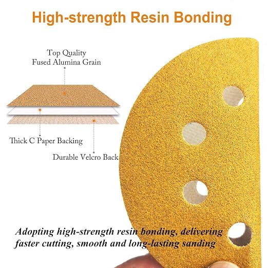 5-Inch 8-Hole Hook and Loop Sanding Discs 80-Grit Random Orbit Sandpaper - Image 2