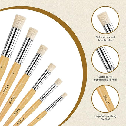 Wooden Stencil Brushes Natural Stencil Bristle Dome Art Painting Brushes Wood - Image 3