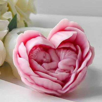 Heart Rose Flower Succulent Candle Mold by ESEDAGESiliconeMold