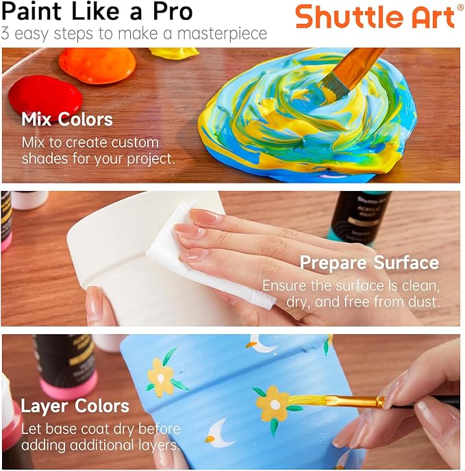 Shuttle Art 25 Colors Outdoor Acrylic Paint Set, 2oz/60ml Waterproof Acrylic - Image 7