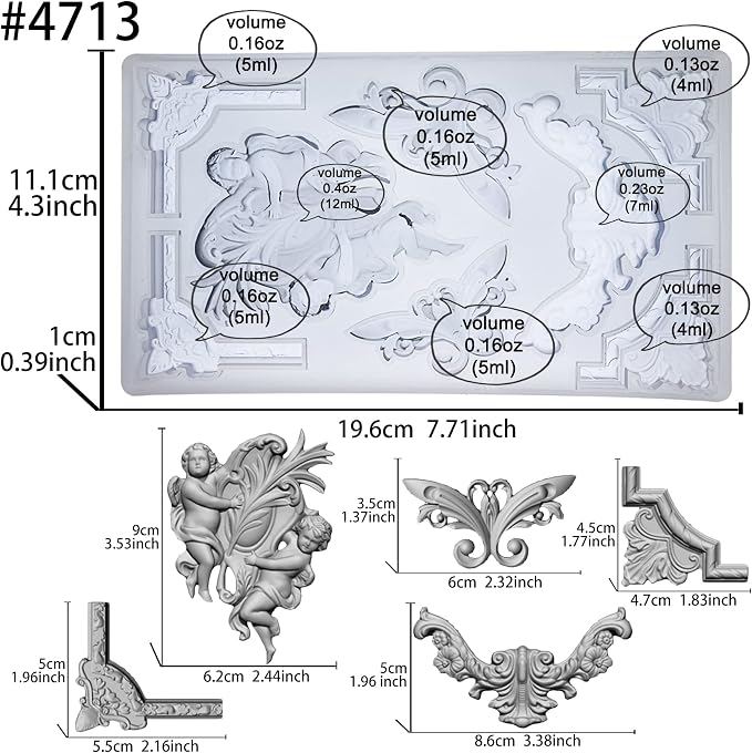 Art Mold for Polyclay Air Dry Clay Plaster, Border Frame - Image 2