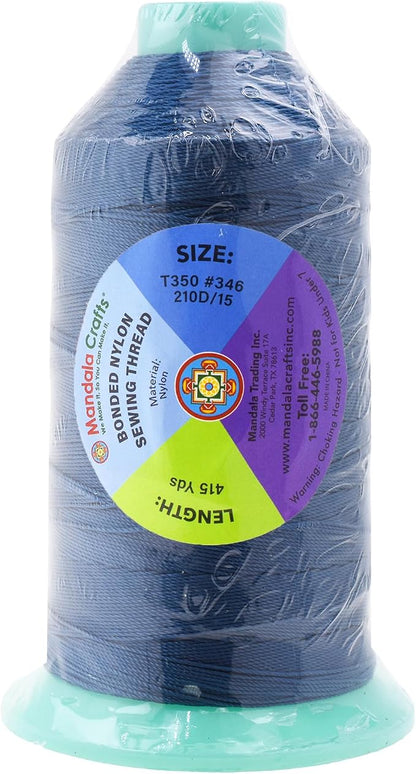 Mandala Crafts Bonded Nylon Thread Airforce Blue Heavy Duty Sewing Threads - Image 3