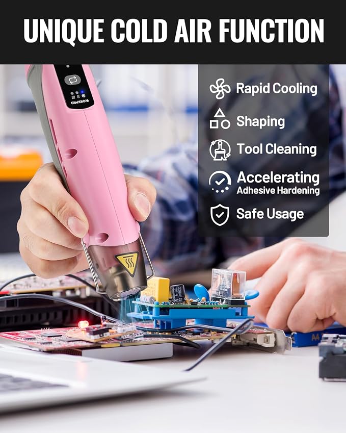 WORKPRO 7.2V Mini Cordless Heat Gun, 680℉ Hot Air Gun - Image 6
